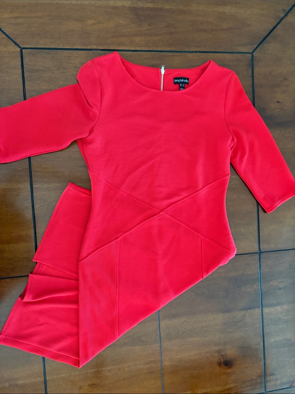 Long Tall Sally fitted midi back zip red dress size US 12 Tall, UK 16Tall.